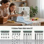 Sewing Machine for Beginners Twin Needles Sewing Machines 16 Built-in Stitches with Accessory Kit, Compact Travel Design for Clothing Repairs, DIY Crafting with Foot Pedal