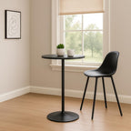 Magshion 23.5'' Round Adjustable Height Wood Bar Pub Table Adjustable Range 27.5"-36" Living Room Dining Room Bar Cocktail Table (Marble Black)