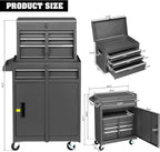 Winado 4-Drawer Rolling Tool Chest with Wheels & Lock, Tool Box with Large Storage Cabinet and Adjustable Shelf, Removable Portable Top Box for Garage, Warehouse, Factory