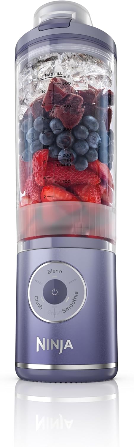 Ninja Blast Max, Portable Blender + Twist & Go, Personal Smoothie, Blend, Ice Crush, 3 Programs, Cordless, 22 oz removable Vessel, Dishwasher Safe, Leakproof, Lavender, BC251LD