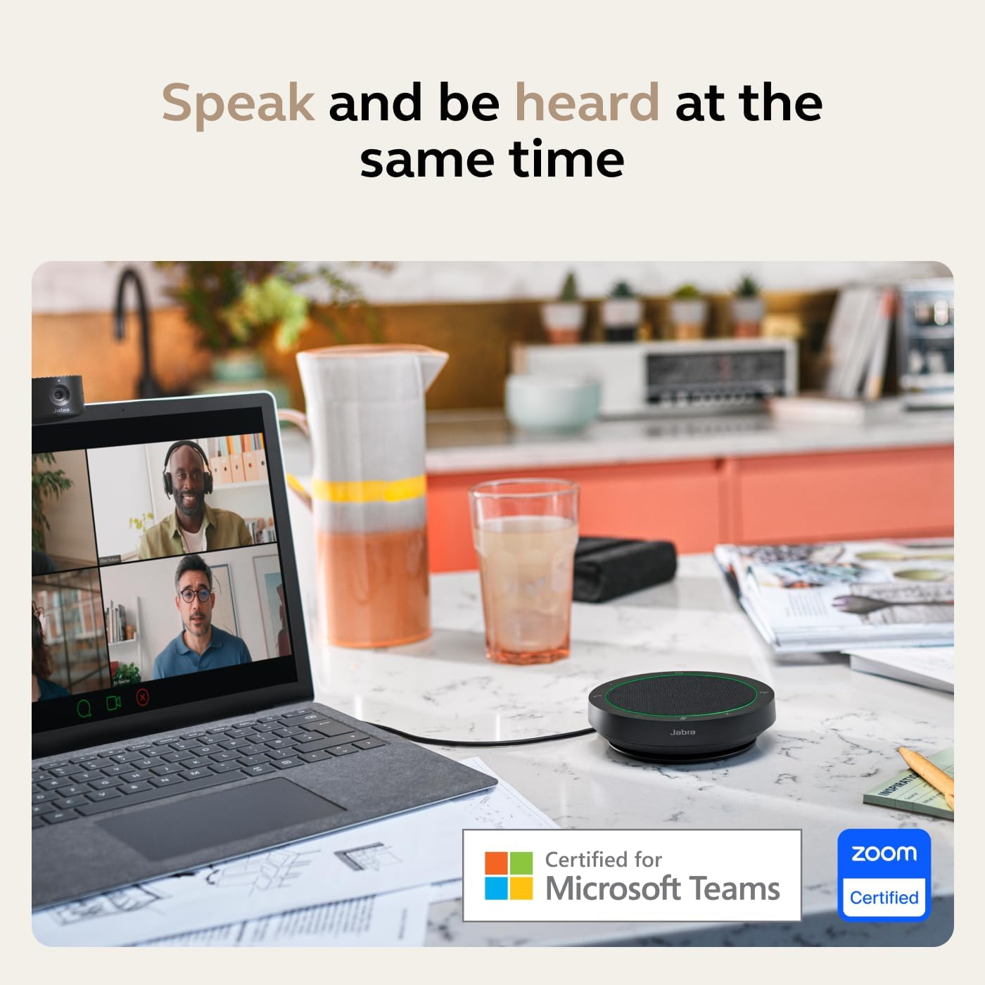 Jabra Speak2 75 (2025 Edition) Wireless Bluetooth Speakerphone - 4 Noise-Cancelling Mics  65mm Speakers - New Linking Feature - USB-C Dongle - Certified for Microsoft Teams - Dark Grey