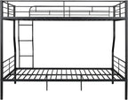 Full XL Over Queen Metal Bunk Bed,Heavy-Duty Metal Bunk Bed Fame with Ladder&Full-Length Guardrails,Convertible into 2 Individual Twin Beds for Kids,Teens,and Adults,Under-Bed Storage Space,Black