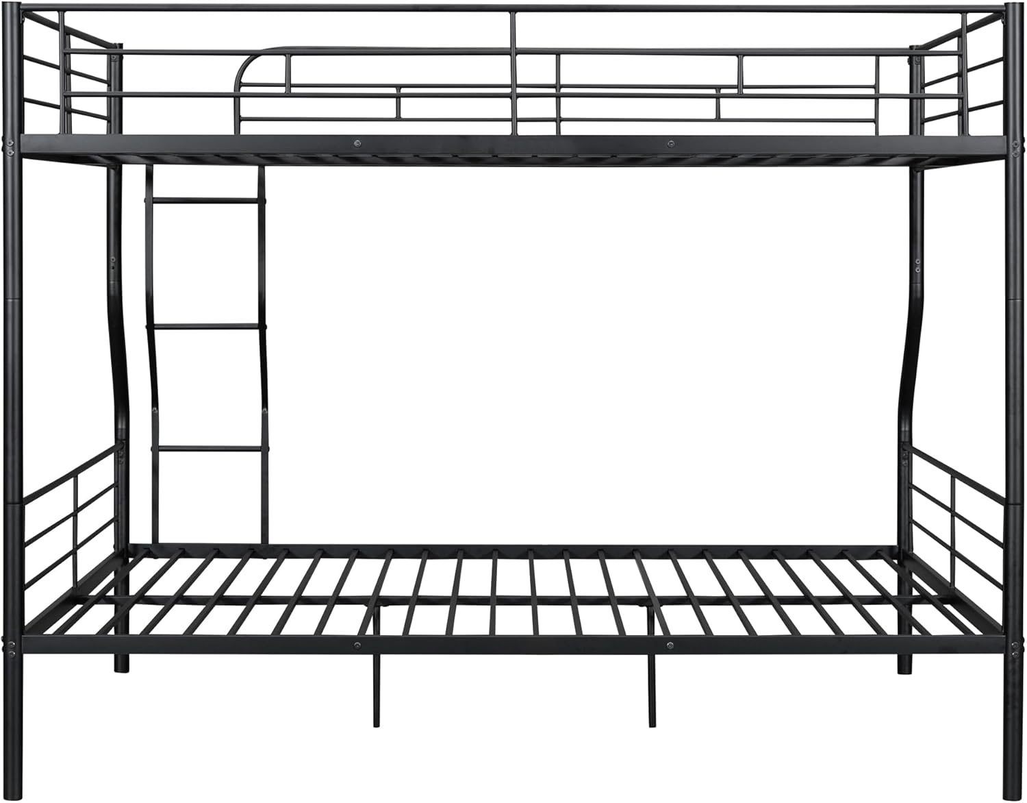 Full XL Over Queen Metal Bunk Bed,Heavy-Duty Metal Bunk Bed Fame with Ladder&Full-Length Guardrails,Convertible into 2 Individual Twin Beds for Kids,Teens,and Adults,Under-Bed Storage Space,Black