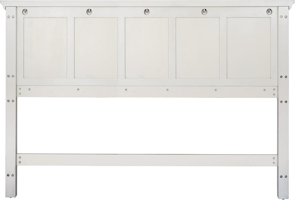 OSP Home Furnishings Farmhouse Basics King Headboard Only, Rustic White Finish