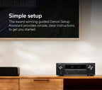 Denon AVR-S570BT AV Receiver 5.2 Channel 8K Ultra HD Audio & Video  Stereo Receivers  Denon AVR Wireless Streaming Bluetooth  (4) 8K HDMI Inputs  eARC  HD Setup Assistant