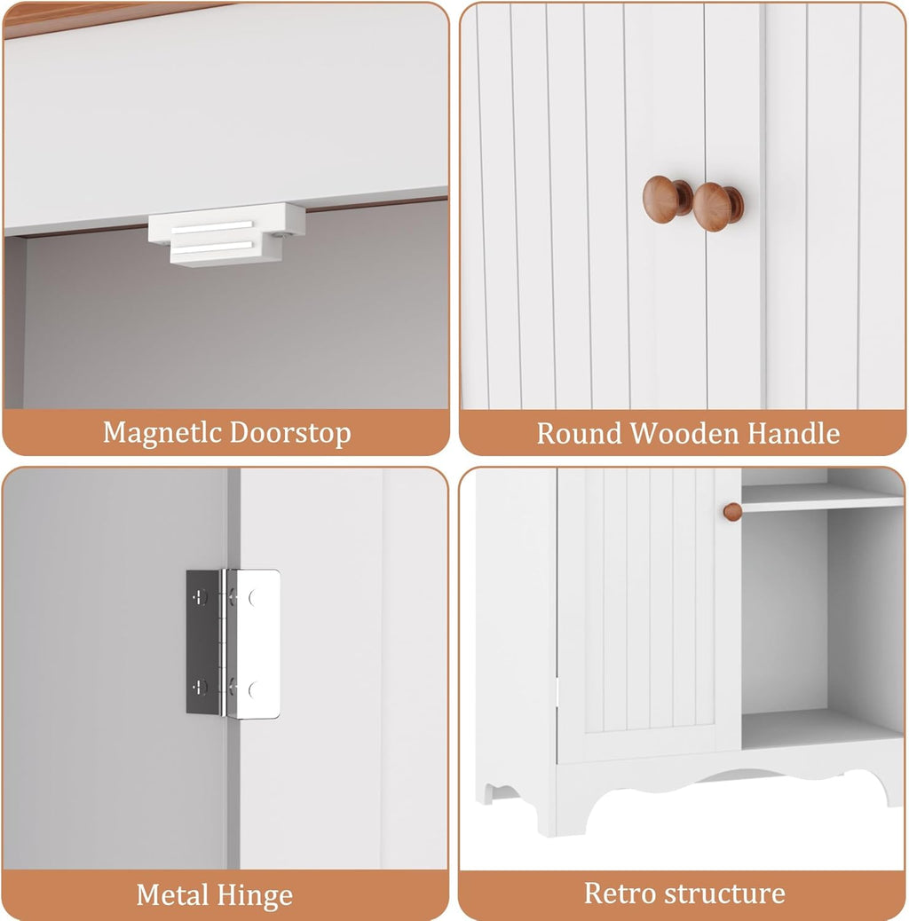 Function Home 72" Kitchen Pantry Cabinet, Freestanding Storage Cabinets, Tall Food Pantry with Doors and Adjustable Shelves, Utility Floor Cabinet for Kitchen Dining Room Living Room, White