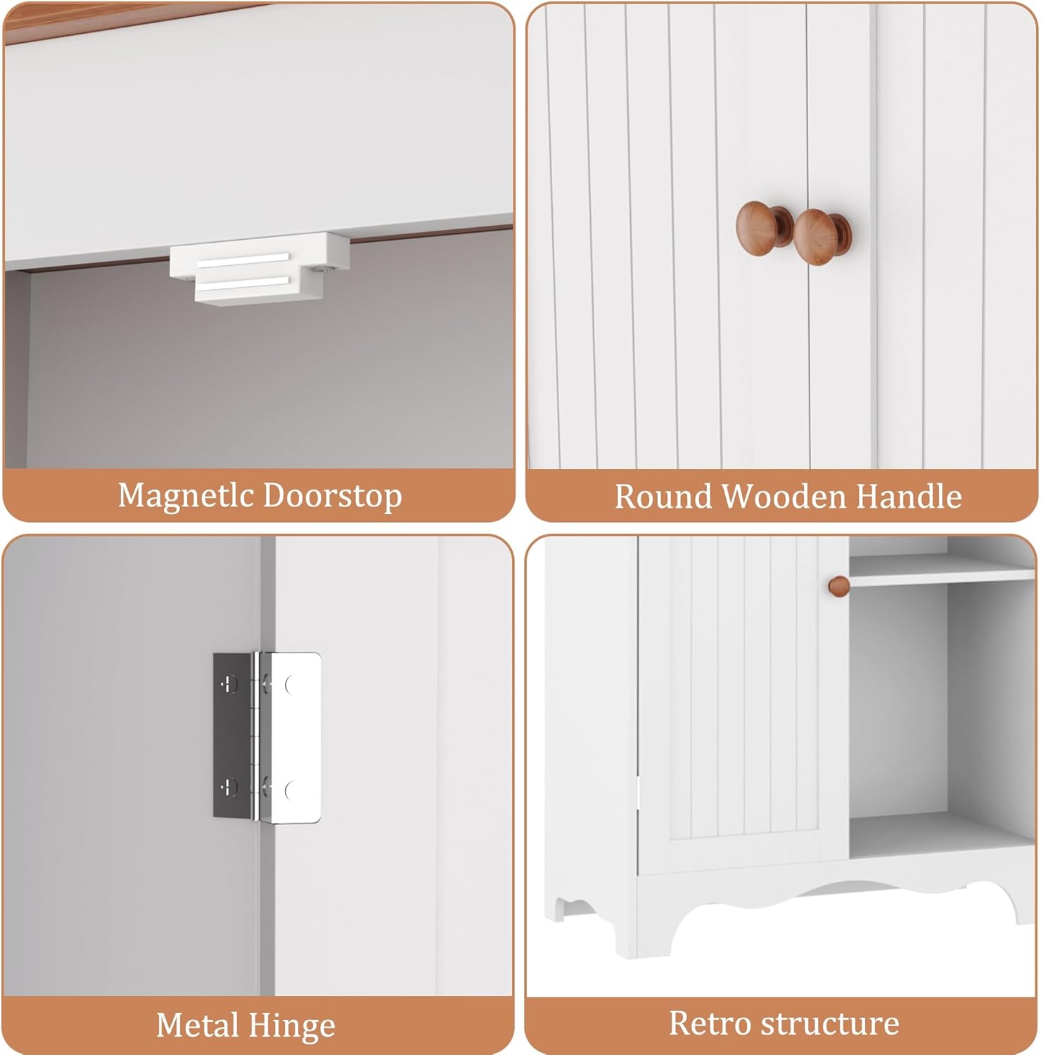 Function Home 72" Kitchen Pantry Cabinet, Freestanding Storage Cabinets, Tall Food Pantry with Doors and Adjustable Shelves, Utility Floor Cabinet for Kitchen Dining Room Living Room, White