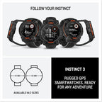 Garmin Instinct® 3 45mm  Solar Charged Display  Rugged Outdoor GPS Smartwatch  Metal-Reinforced Bezel  Built-in Flashlight  Black