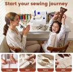 Mini Sewing Machine, Dual Speed Double Needle, 14 Stitch Portable Sewing Machine for Beginners, Adults, Home Use