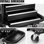 DNA Motoring 3-Drawer Mechanic Roller Seat, Rolling Creeper Garage/Shop Seat with Tool Trays, Rolling Tool Chest Stool with Tool Box, Padded Seat Cushion, 350lbs Capacity, Red, Black, TOOLS-00262
