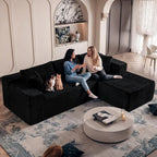 Black Sectional Couch for Living Room - 108" Modular Cloud Sofa with Chaise, Ultra Soft Corduroy L-Shaped Large Couches, Boneless Deep Seat Sectional Couch, No Assembly Required (Left Facing Chaise)