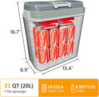 SUNVIVI Electric Cooler & Warmer with Handle, 21QT Portable Thermoelectric Car Refrigerator, Plug-in Mini 12V Fridge for Vehicle, Car fridge for Truck, Travel, Camping, Home, Office, Gray