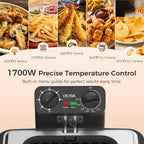 OSTBA Electric Deep Fryer with 3 Baskets, 1700W Stainless Steel Oil Fryer, 4.75QT Countertop Fryer with Adjustable Temperature, Viewing Window, Odor Filter & Removable Oil Container