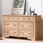 Farmhouse Dresser and Nightstand Sets, 6-Drawer with 7 Drawer Dresser & 3 Drawer Nightstand Sets, 4 Pieces Rustic Wood Bedroom Furniture Set for Home, Bedroom, Hallway(Natural)