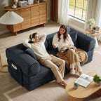Boneless Couch Folding Couches for Living Room Sofa, Futon Sofa Bed with Sleeper Sofa, Futon Couch with Fixed-Shape Oversized Corduroy Upholstered (Dark Gray, 81 Inches)