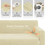 Arfntevss Stretch Sectional Couch Covers L Shaped Corner Sectional Sofa Cover Washable Jacquard Soft Fleece U Shape Sofa Slipcovers Anti Slip Furniture Protector for Dogs Pets (X-Large, Beige)