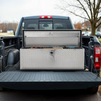 AUTOSAVER88 48 Inch Truck Bed Tool Box, Heavy Duty Aluminum Diamond Plate Tool Box Chest, Waterproof Chest Storage Box with Sliding Shelf and Lock for Trucks, Trailers, RVs, Warehouses