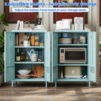 Metal Storage Cabinet with Adjustable Shelves,Metal Buffet Sideboard with 2 Doors for Kitchen,Home,Office, 42" H x 26" W x 14" D,Assembly Required,Blue