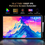 15.6" Detachable Laptop Screen Extender  FHD 1080P IPS Dual/Triple Portable Monitor for Laptop  USB-C/HDMI Plug & Play  Multi/Extra Travel Display Computer Monitor for 12-18.5" Win/Mac/Android-S9H