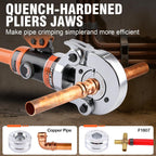 HZLZRZ Pro Press Copper and PEX Pipe Crimper Kit: 8 dies Set with Dies for 1/2" 3/4" 1" Copper Pipe ASTM F1807 PEX Copper Rings (5 Sizes 3/8" to 1"), Professional Tool for Plumbing Systems(YQK/1632B)
