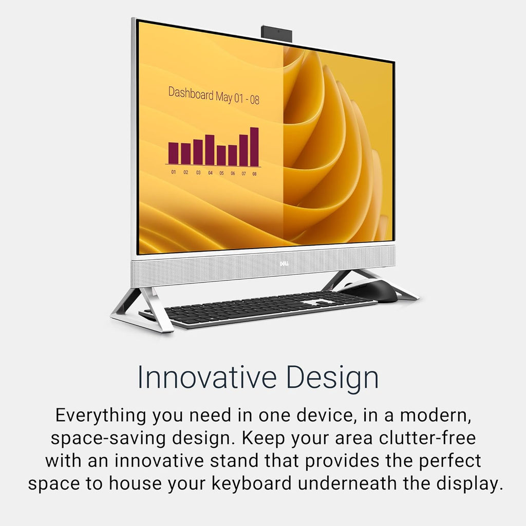 Dell 27 All-in-One Desktop ec27250-27-inch FHD (1920 x 1080) Display  Intel Core 5 Processor 120U  Intel Graphics  16GB DDR5 RAM  512GB SSD  Windows 11 Home  Onsite Service - White