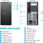 Dell Tower Desktop ECT1250 - Intel 10-core Core Ultra 5 225(Beats Ultra 7 165H)  16GB DDR5 5600MT/s RAM | 512GB M.2 SSD | Wi-Fi 6 | Copilot AI Windows 11 Pro | Wired Keyboard & Mouse | Black