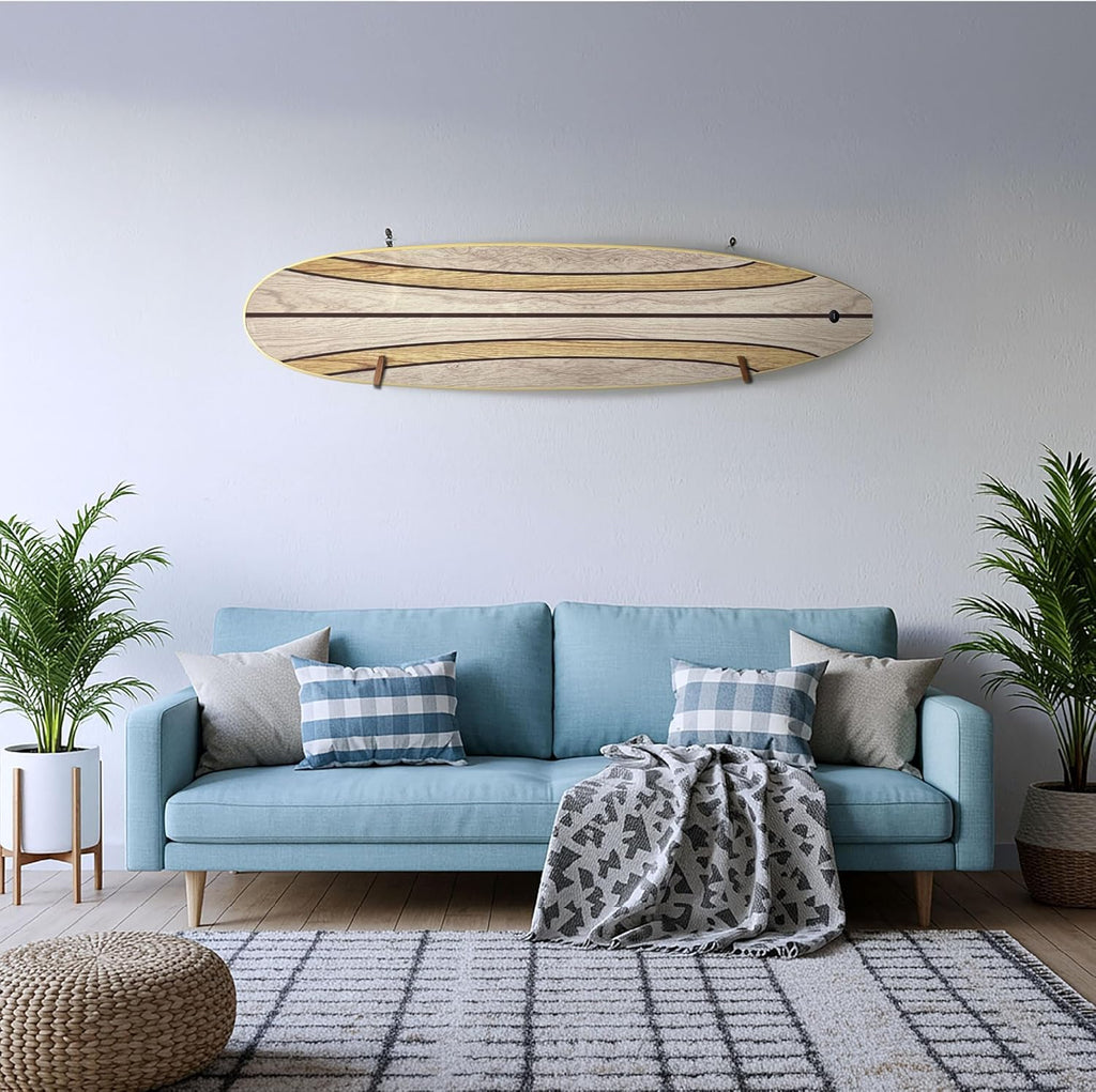 Surfboard Longboard Wall Decoration Décor - Hangs Vertical or Horizontal – Glossy Surface Like a Real Surfboard – Beach House, Coastal Living, Tropical Beach Theme – 66 inches Long