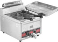 EGGKITPO 45.6LB Commercial Propane Gas Fryer with ignition 22200 BTU/h 2 Baskets Stainless Steel Oil Drain Rack Flat Lid Countertop Deep Fryer with Temp Control and Valve for Food Truck Restaurant