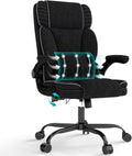 Big and Tall Office Chair with Adjustable Lumbar Support,Breathable Fabric High Back Desk Computer Chair with Adjustable Flip-up Armrests,Ergonomic Swivel PC Chair with Rocking Function