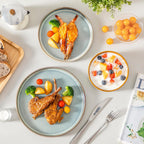 vancasso ONION Ceramic Plates and Bowls Sets, 24 Pieces Light Blue Dinnerware Sets for Kitchen, Reactive Glaze Dishes Set for 8, Dishwasher and Microwave Safe