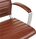Amazon Basics High-Back Swivel Office Chair with Lumbar Support, Ergonomic Ribbed Faux Leather, Adjustable Height, 24.75"D x 23.25"W x 45.25"H, Brick Red