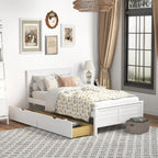GOFLAME Twin Size Bed Frame with 2 Drawers, Platform Bed with Solid Wood Headboard & Footboard, Wood Slats Support Mattress Foundation, Under Bed Storage, No Box Spring Needed, Easy Assembly, White