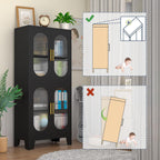 GAIOUS Black Kitchen Pantry Cabinet, Pantry Storage Cabinet with Acrylic Glass Doors and Adjustable Shelves, Tall Versatile Storage for Kitchen, Dining Room, Home Office and Bedroom