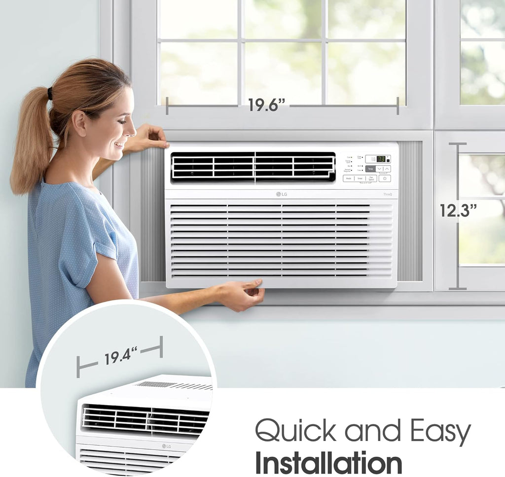 LG 8000 BTU Window Air Conditioners 2023 New Remote Control WiFi Enabled App Ultra-Quiet Washable Filter Cools 340 Sq. Ft for Small & Medium Room AC Unit air conditioner Easy Install White LW8017ERSM1