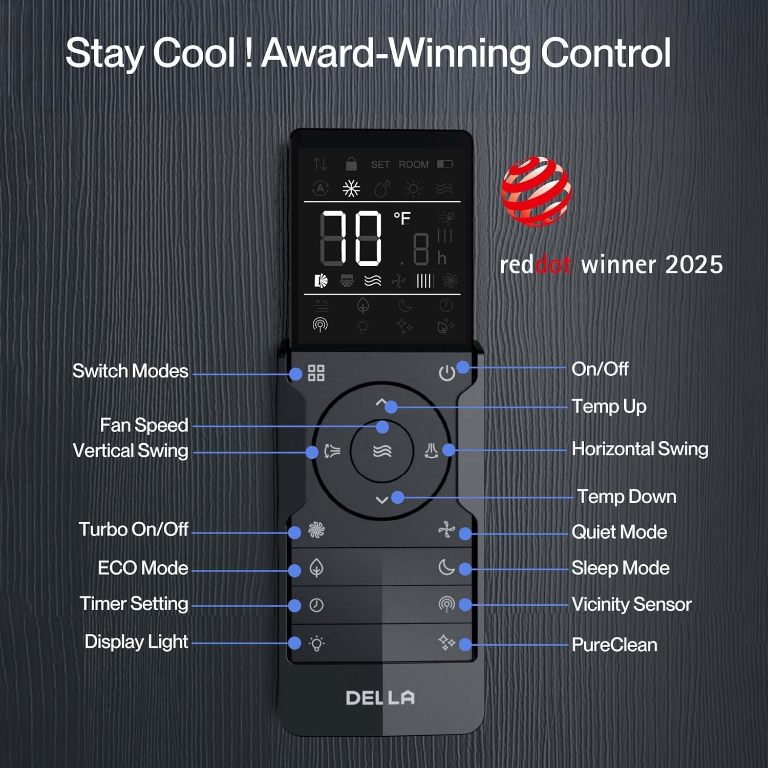 DELLA Motto Series 12000 BTU 20 SEER2 115V Mini Split AC, Cools Up to 550 Sq.Ft, Works with Alexa and Wifi, Ductless Inverter System Air Conditioner, Pre-Charged Heat Pump and 16.4ft Kits