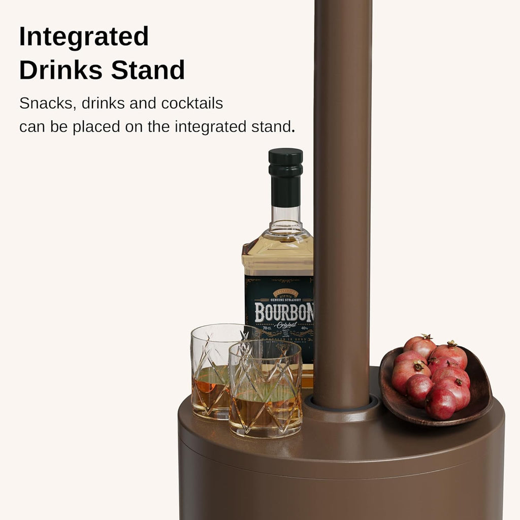 EAST OAK 50 000 BTU Patio Heater for Outdoor Use With Round Table Design  Double-Layer Stainless Steel Burner and Wheels  Outdoor Patio Heater for Home and Commercial  Bronze  31.9" x 31.9" x 86.6"