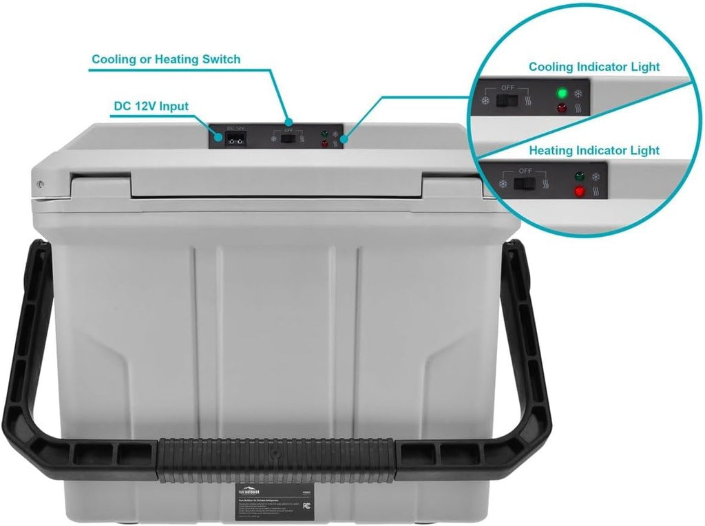 Monoprice Emperor 15 Portable Refrigerator 15L with Car Plug Adapter, 12V DC for Car/SUV/Truck/Van/RV, Chiller/Warmer, Holds Up to 19 Cans, Rotomolded Construction, Integrated Handle and Bottle Opener