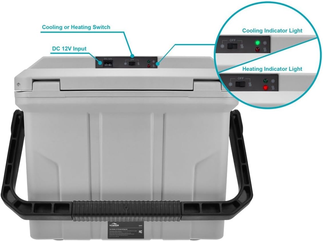 Monoprice Emperor 15 Portable Refrigerator 15L with Car Plug Adapter, 12V DC for Car/SUV/Truck/Van/RV, Chiller/Warmer, Holds Up to 19 Cans, Rotomolded Construction, Integrated Handle and Bottle Opener