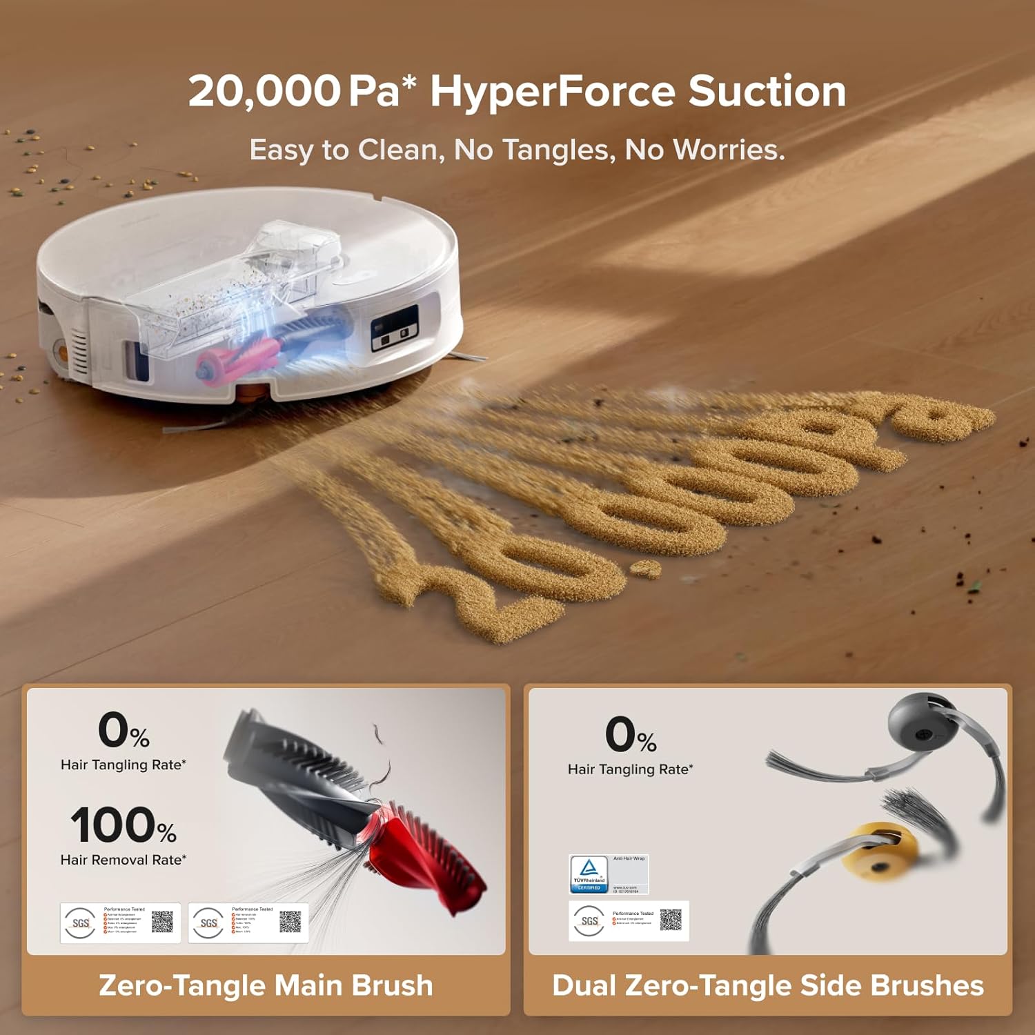 roborock Qrevo Curv 2 Flow Robot Vacuum and Mop, SpiraFlow Real-Time Self-Cleaning Roller Mop, 20,000Pa, Dual Zero-Tangle System, AI Obstacle Avoidance, Heat-Washes & Dries Mop, Carpet Protection