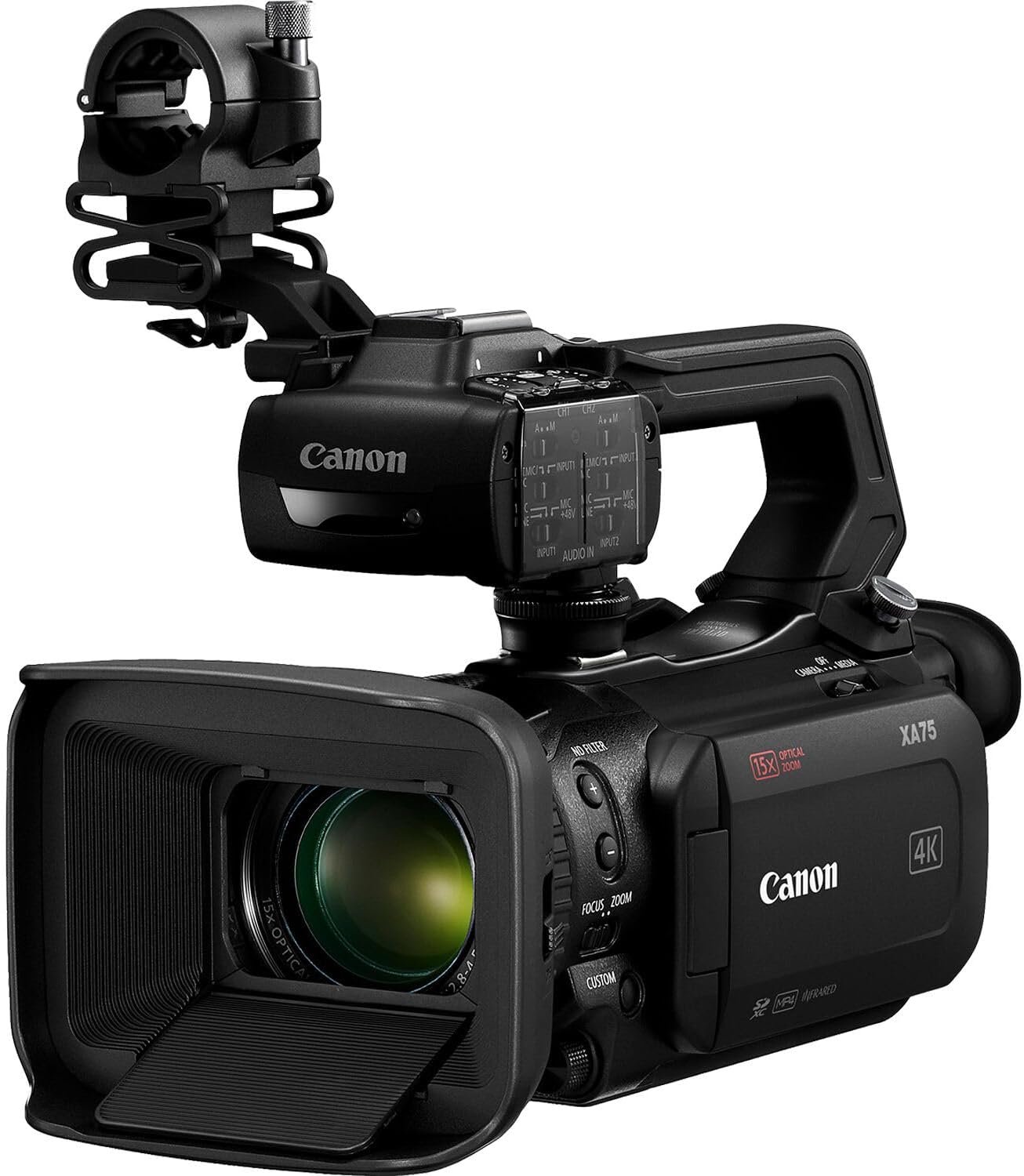 Canon XA75 Professional UHD 4K Camcorder with 15x Optical Zoom  1" CMOS Sensor  Dual XLR Audio  SDI & HDMI Outputs  Dual-Pixel AF  USB-C Livestreaming  5-Axis is Bundle