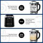 Glass Blenders for Kitchen with Tamper, Blender for Smoothies, Professional Blenders 1500W Motor, 9 Adjustable Speeds, 14 Preset Programs, High-Speed Heating Blender for Nut Milk, Soups, Sauces & More