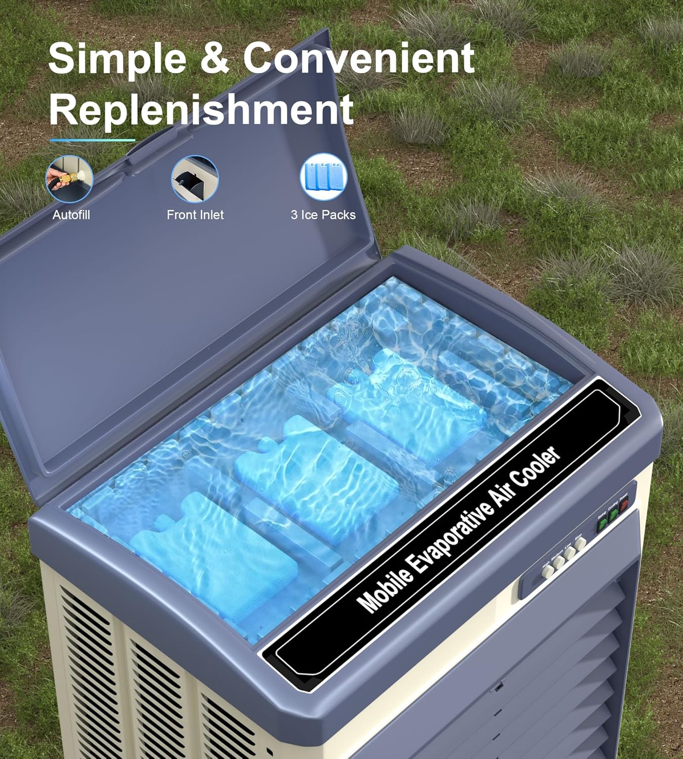 41-Inch Swamp Cooler, 4800CFM Industry Evaporative Cooler, 3 Speeds, 120° Swing, 10.9 Gal Water Tank, 3 Ice Packs,Outdoor Evaporative Air Cooler for Patio, Yard, Porch, Factory