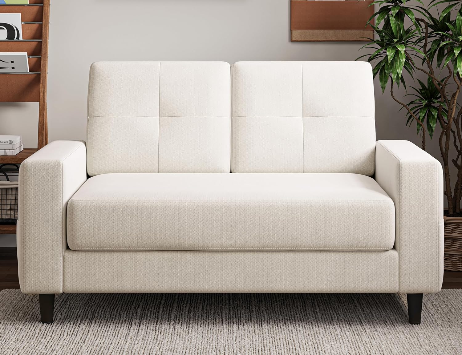 Txtin's Loveseat Sofa 53" Small Couches for Small Spaces 2 Seater Mini Couch for Bedroom Comfy Modern Love Seat for Apartment Office Living Room Warm White