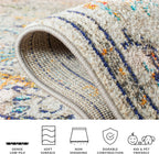 SAFAVIEH Madison Collection Area Rug - 9' x 12', Grey & Light Blue, Boho Chic Medallion Distressed Design, Non-Shedding & Easy Care, Ideal for High Traffic Areas in Living Room, Bedroom (MAD447F)