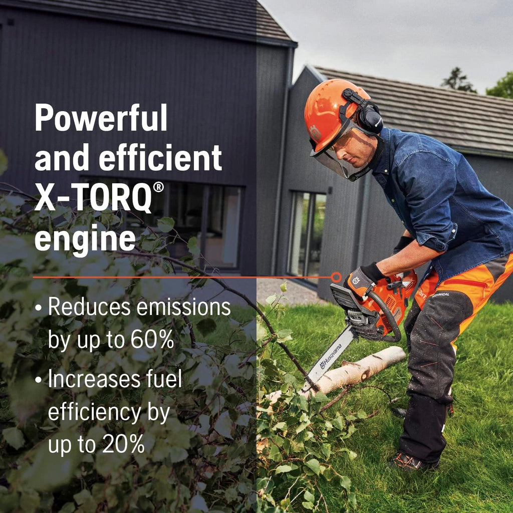 Husqvarna 130 Gas Powered Chainsaw  38-cc 2-HP  2-Cycle X-Torq Engine  16 Inch Chainsaw with Automatic Oiler  For Wood Cutting and Tree Pruning