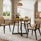 Tribesigns Round Dining Table for 2, 31.5" Industrial Kitchen Table with Metal Base, Small Table for Dining Room, Small Space, Apartment, Office, Restaurant, Rustic Brown & Black
