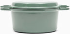 Misen 7 QT Enameled Cast Iron Dutch Oven - Chip-Resistant Enamel Coating - Thick Iron Core For Heat Retention - Large Cooking Surface - Oven Safe, Induction Compatible - Grill and Silicone Lid, Green