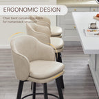 Counter Height Barstools 26 inch Upholstered Swivel Bar Stools with Back and Wood Legs for Kitchen Island,Set of 2,Beige PU Leather