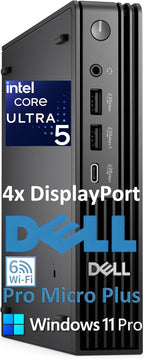 Dell Pro Micro Plus Mini PC (Next Gen OptiPlex 7000 MFF)  Bussiness Desktop Computer AI PC  Intel 14-Core Ultra 5 235T (Beat i7-13700T)  16GB DDR5  512GB SSD  WiFi 6  Bluetooth  4X DP  Windows 11 Pro
