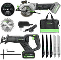 GALAX PRO Cordless Circular and Reciprocating Saw Combo Kit with 1pcs 4.0Ah Lithium Battery and One Charger, 7 Saw Blades and Tool Bag